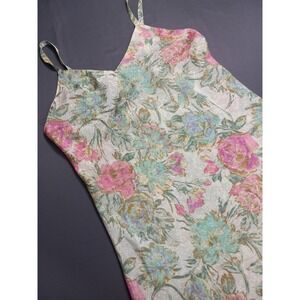 Vintage J.O. Intimates Floral Chemise Nightgown Small Pastel Pink Mint Satin S